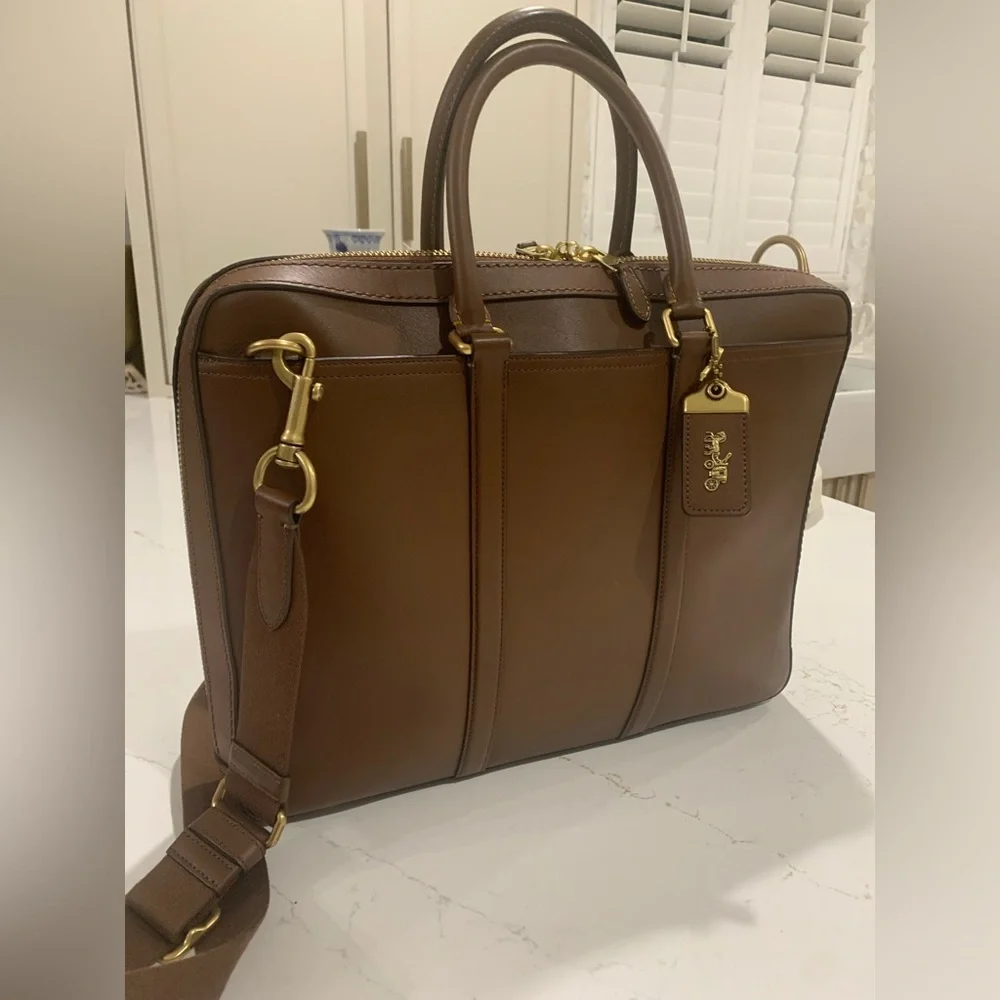 COACH Metropolitan Slim Leather Briefcase Bag